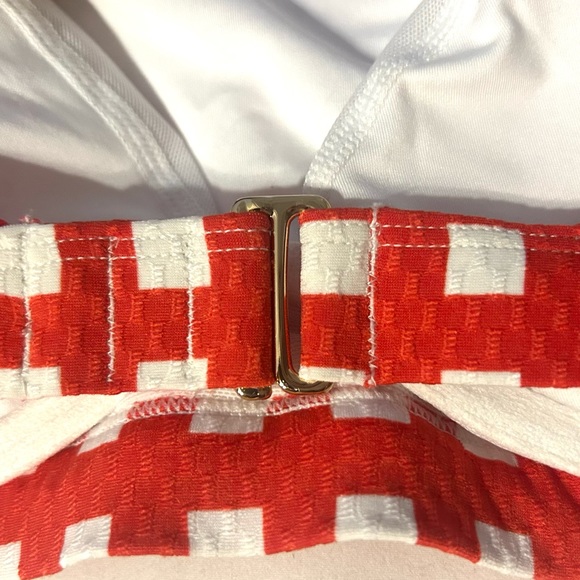 NEW Size 12 Sea Level Swim Le Damier Red Orange Gingham Underwire Swim Top - Picture 9 of 13